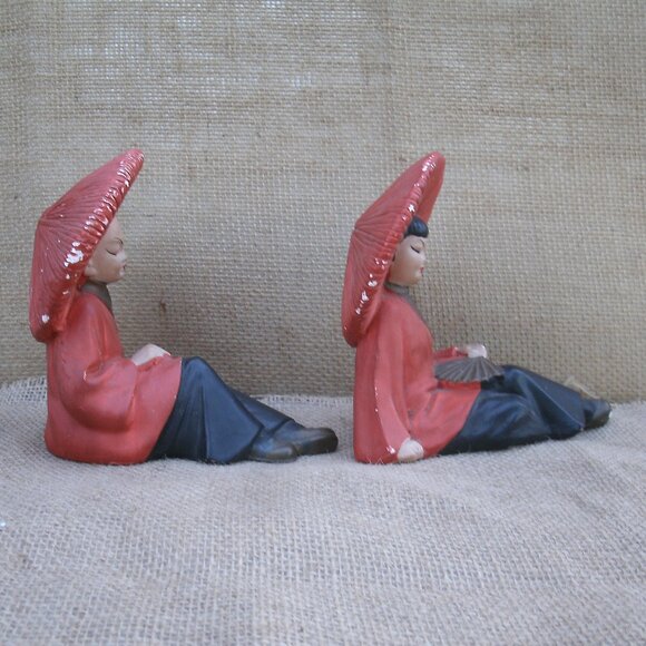 Vintage Chinese Boy & Girl Chalkware Figurines - Picture 4 of 16
